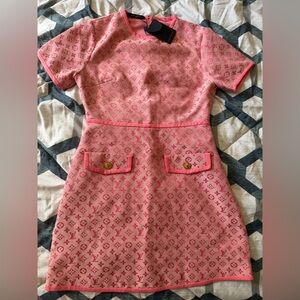 Pink Logo Jacquard Dress